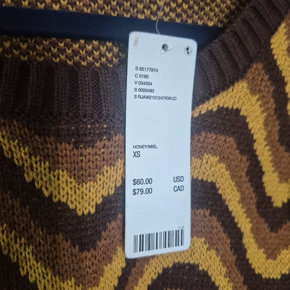 Ragged Jeans Urban Outfitters Brown and Yellow Sweater Xs - Picture 3 of 4